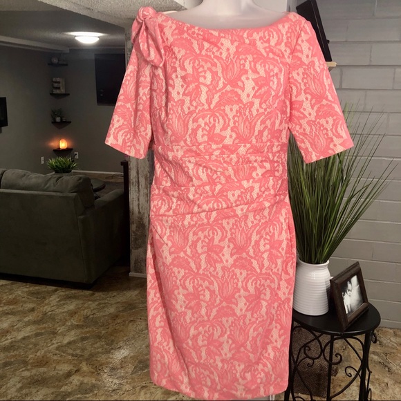 Kay Unger New York Pink Lace Overlay Dress Size 10 - Picture 2 of 7